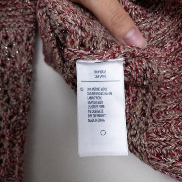 Fossil Striped Woven Metallic Knit Merino Wool Lambswool Cashmere Sweater XS - Picture 7 of 7